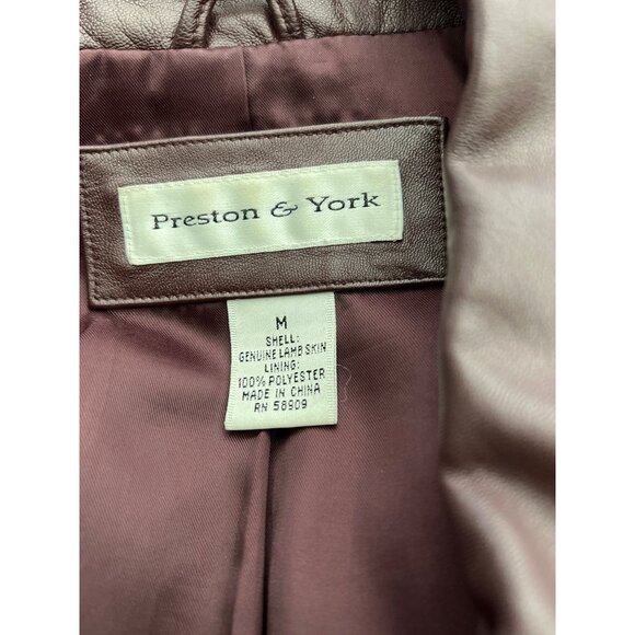 Preston & York Women Full Zip Front Burgundy Lamb Leather Jacket Size M - Picture 11 of 12
